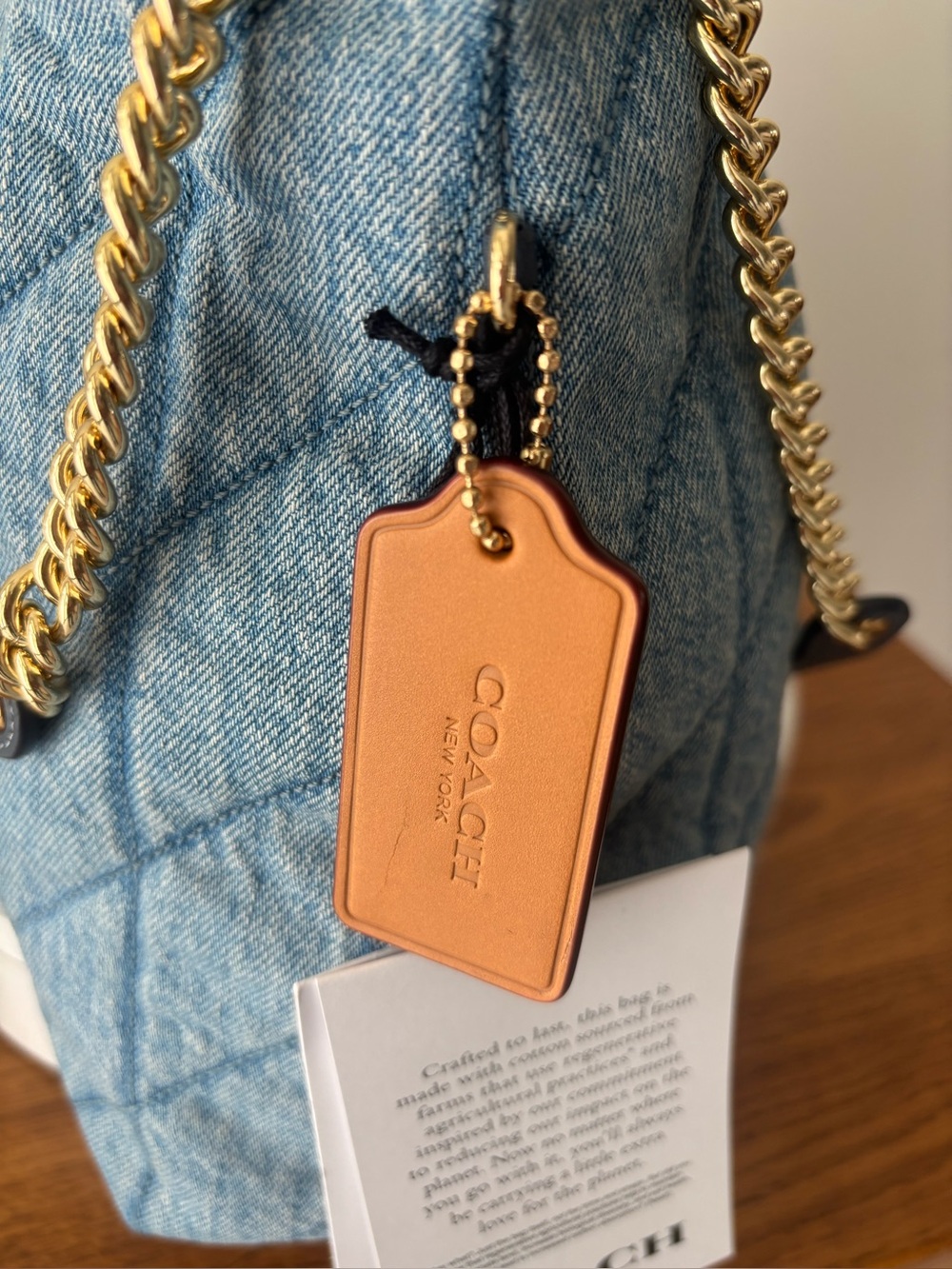 COACH NWT Evelyn Shoulder Bag in Regenerative Cotton with Quilting + Dust Bag - Picture 7 of 11